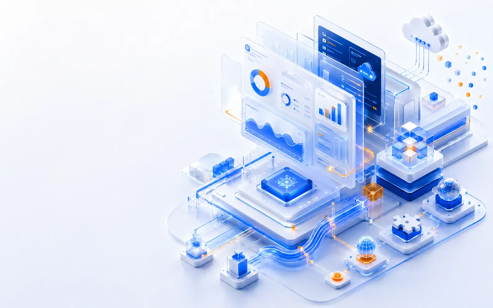 Özel yazılım, web platformları ve otomasyon katmanlarını temsil eden İYİWEB dijital ürün mimarisi